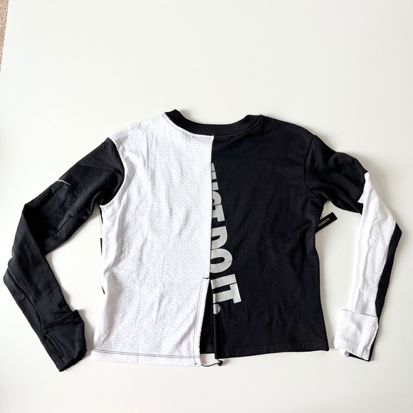 Nike Therma Long Sleeve Asymmetrical Running Dri-Fit Top Black White Small - Picture 6 of 7